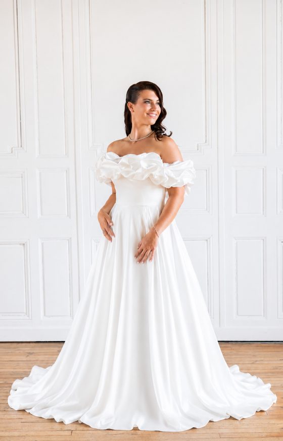 Robe de mariée Julia, haut froufrou, sans fente