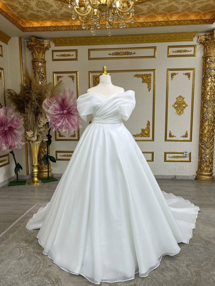 Robe princesse avec buste travaillé et manchettes amples